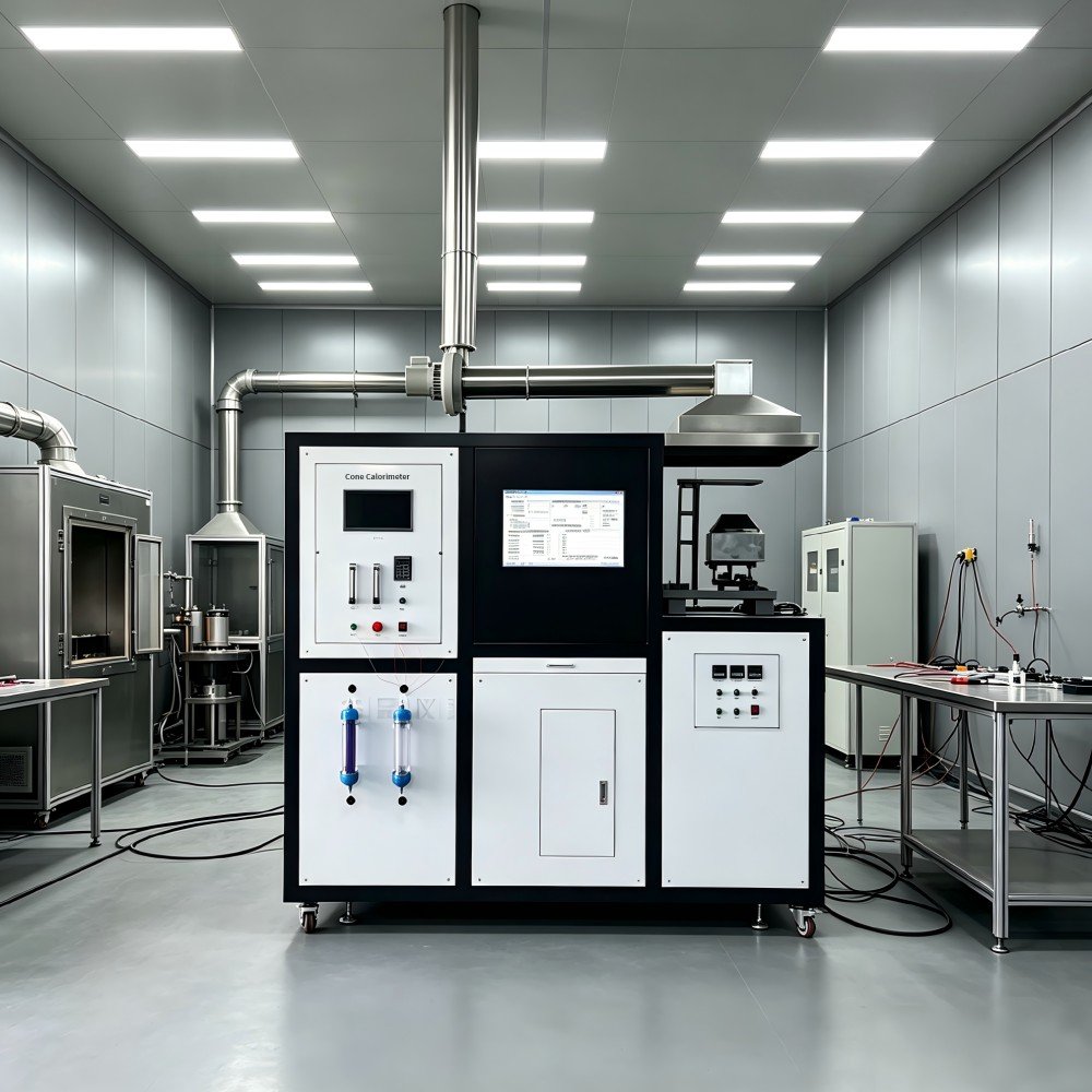Cone calorimeter for ISO 5660 heat release rate testing in a fire testing laboratory